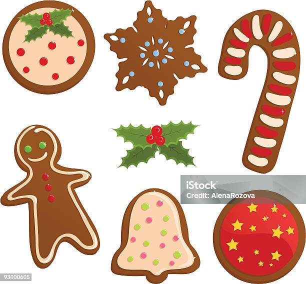 Biscotti Di Natale - Immagini vettoriali stock e altre immagini di Agrifoglio - Agrifoglio, Bastoncino di zucchero, Biscotto secco