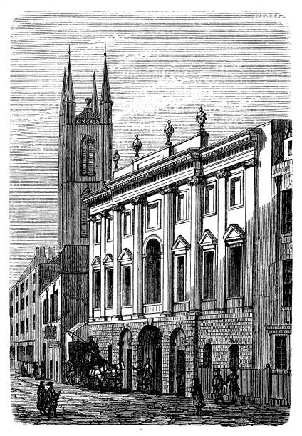 orijinal binanın 18. yüzyılda i̇ngiltere bankası'nın - bank of england stock illustrations