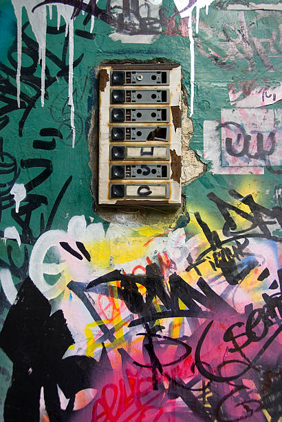 istock Apartment bell and graffiti on wall, Taksim, Istanbul, Turkey 93000826
