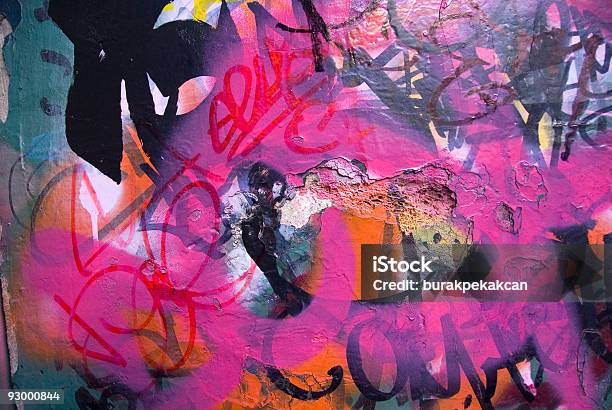 Graffiti On A Wall Taksim Istanbul Turkey Stock Photo - Download Image Now - Graffiti, Wall - Building Feature, Pink Color