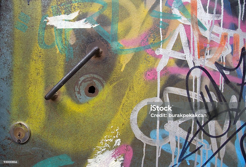 Graffiti em uma porta, Taksim, Istambul, Turquia - Royalty-free Amarelo Foto de stock