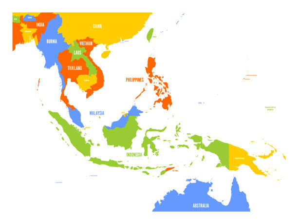 ilustrações, clipart, desenhos animados e ícones de mapa do vetor do sudeste da ásia - map usa southeast cartography