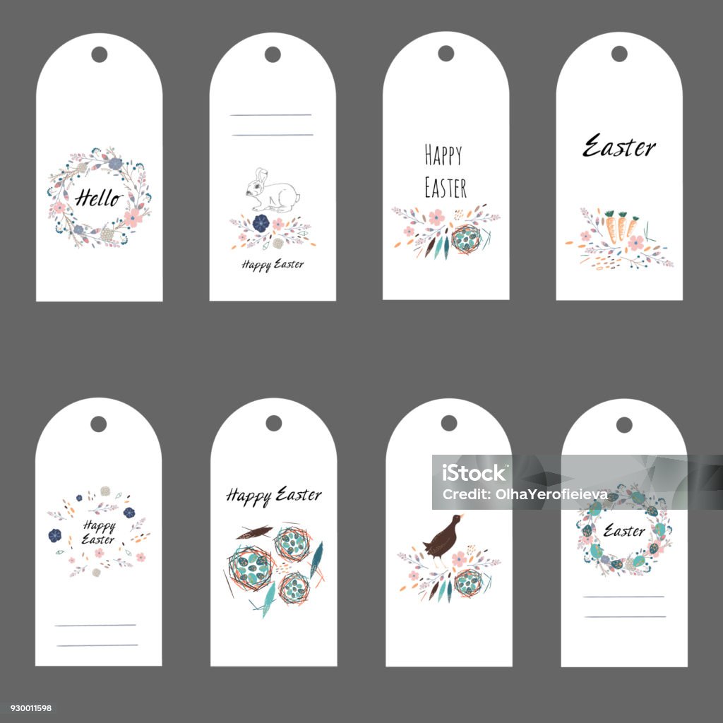Easter Card Labels Set Of Cards Templates Easter Stock Illustration - Download Image Now ...