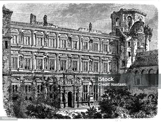 Ruins Of Palace Of Otho Henri Ottohenry At Heidelberg Stock Illustration - Download Image Now