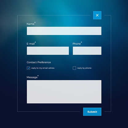 modern style contact form on blue blured background