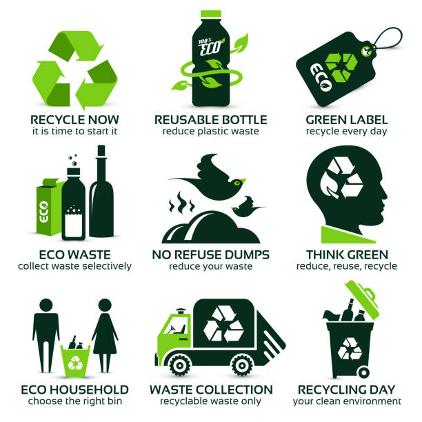 ilustraciones, imágenes clip art, dibujos animados e iconos de stock de icono de plano para reciclaje - bottle plastic label green