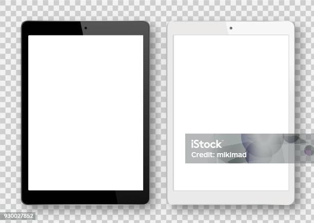 Ilustración de Tableta Digital En Blanco Y Negro y más Vectores Libres de Derechos de Tableta digital - Tableta digital, Fondo blanco, Dispositivo de pantalla