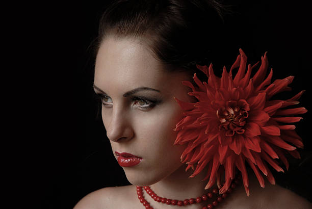 istock The girl with a red flower2 93003157
