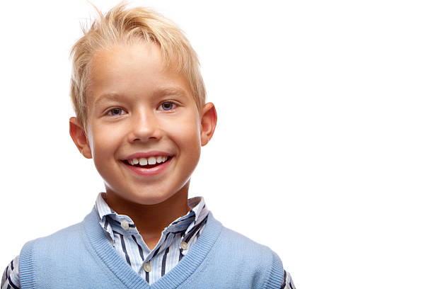 Portrait of happy smiling child (boy) stock photo