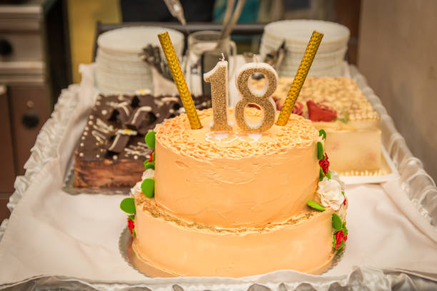 istock Birthday cake with number 18 930038012