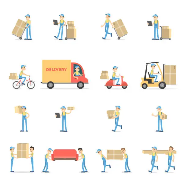 Vector illustration of Delivery service set.