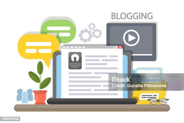 Blogging Concept Illustration Stock Illustration - Download Image Now - Blogging, Article, Mail