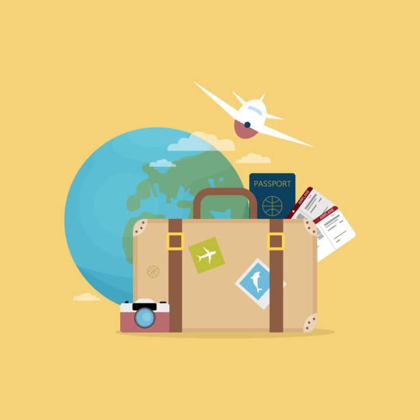旅の概念図。 - travel passport suitcase journey点のイラスト素材／クリップアート素材／マンガ素材／アイコン素材