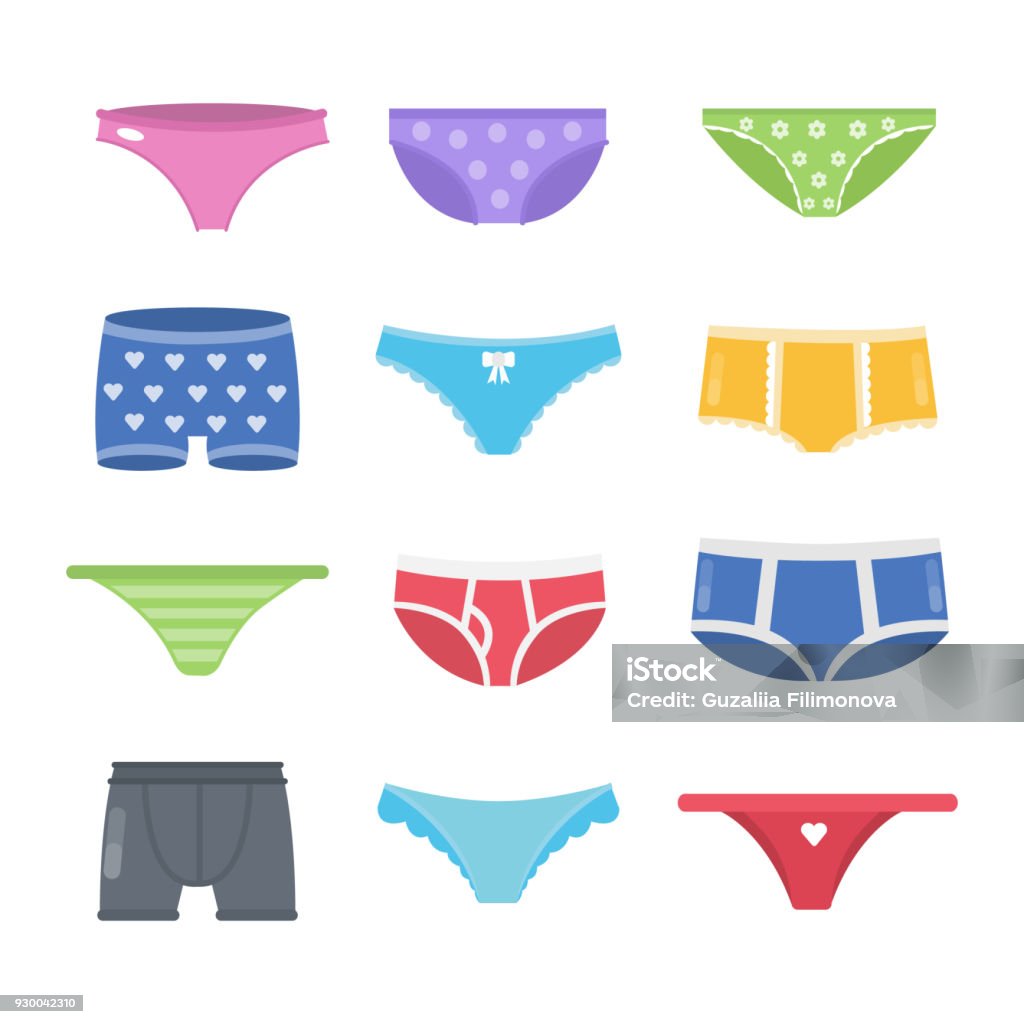 Colorful underpants set. Colorful underpants set. Female and male pants. Underwear stock vector