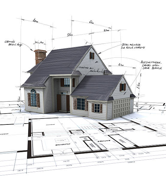 projeto de arquitetura - architect home improvement house blueprint - fotografias e filmes do acervo