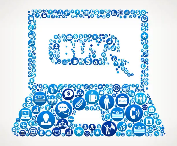 Vector illustration of Shopping Online Business and Finance Blue Icon Pattern