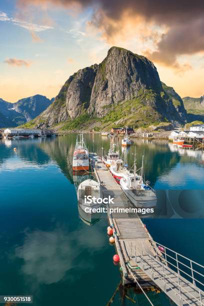 Norway View Of Lofoten Islands In Norway With Sunset Scenic Stock Photo - Download Image Now