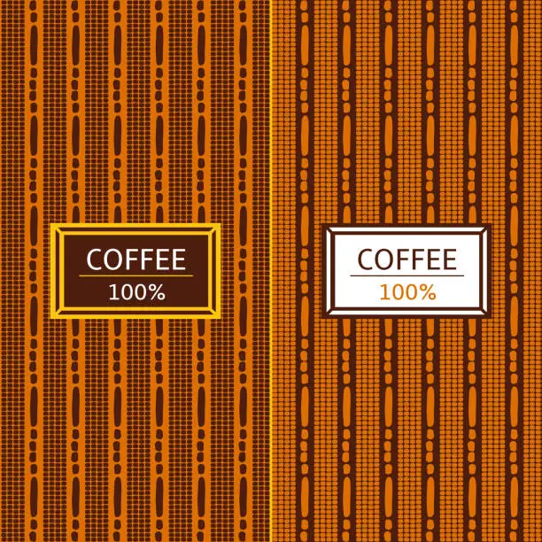 Vector illustration of Coffee Package set template vector. Tribal collection of patterns for african label design. Tag for drink products, cocoa bean sweets, wrapping paper and coffee shop.