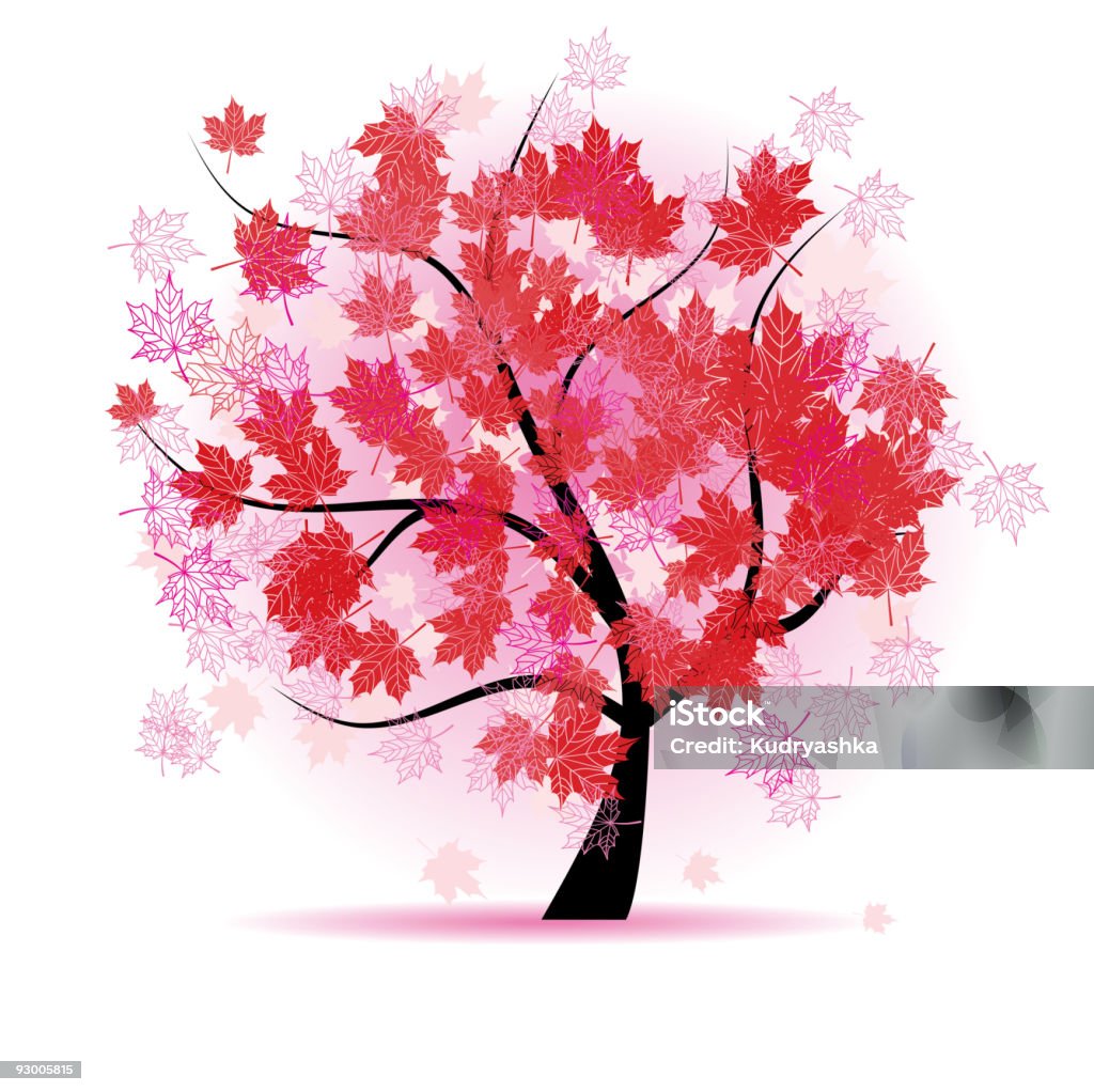 Maple tree red, autumn leaf fall  Art stock vector