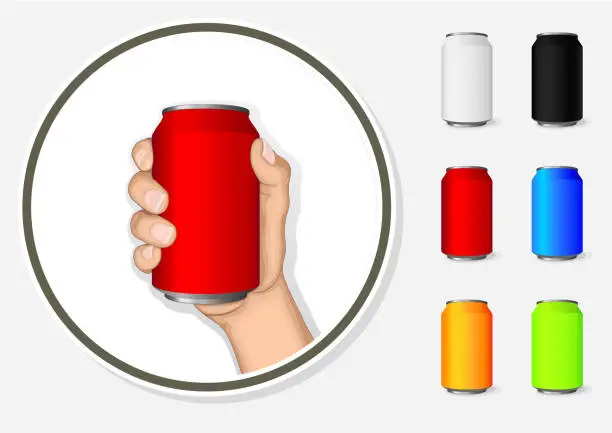 Vector illustration of Holding Aluminum Can