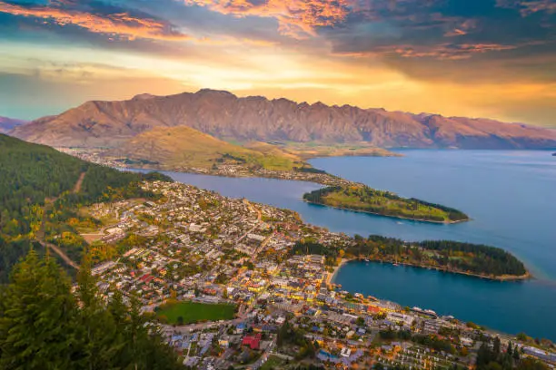 Panoramic view popular and famaus place nature landscape in south island New Zealand