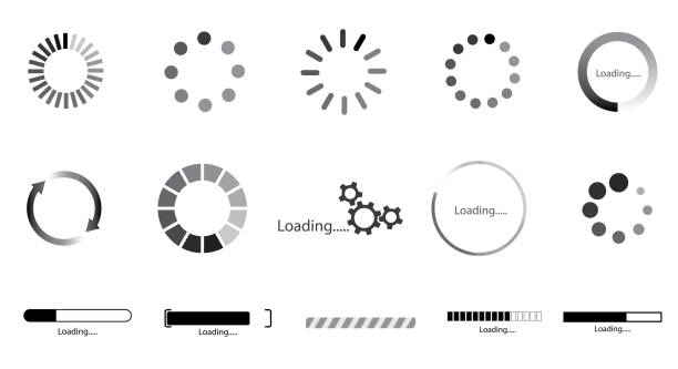 ilustrações, clipart, desenhos animados e ícones de coleção de ícones de pré-carregamento - loading