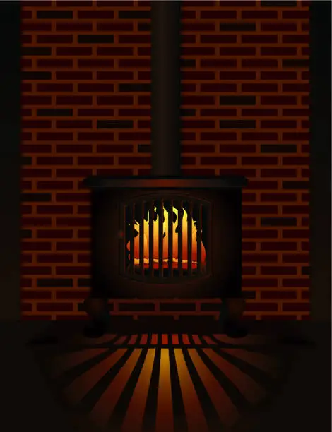 Vector illustration of Wood Burning Stove