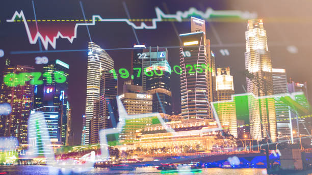 istock Panoramic view urban cityscape singapore with investment theme background 930061926