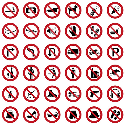 Prohibited icons vector set