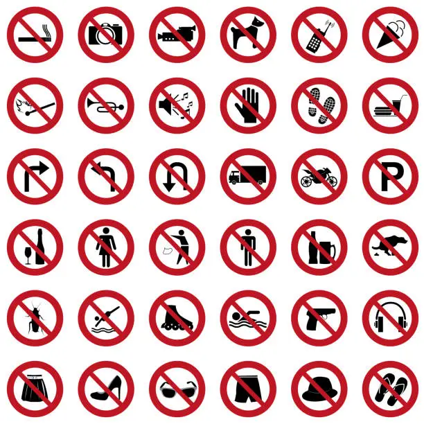 Vector illustration of Prohibited icons vector set