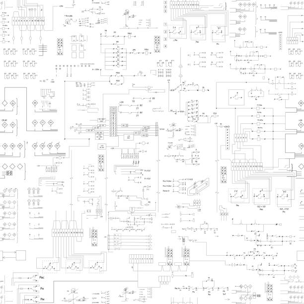 ilustrações de stock, clip art, desenhos animados e ícones de seamless abstract scheme pattern - algorithm formula mathematical symbol engineering
