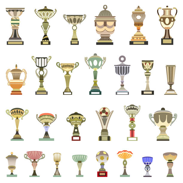 izolowane kubki z trofeami wektorowymi - world cup stock illustrations