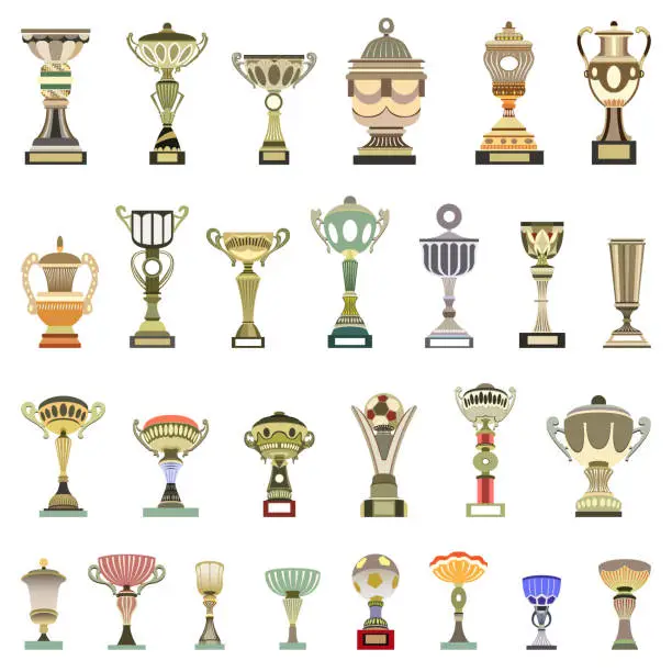 Vector illustration of isolated vector trophy cups