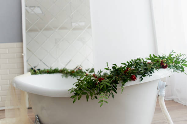 istock Decorative decoration of flowers.Greens, roses. Bath decor 930062740