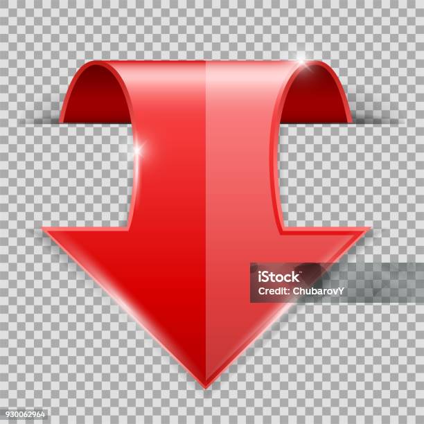 Red Down Arrow 3d Shiny Icon Stock Illustration - Download Image Now - Moving Down, Arrow Symbol, Computer Graphic