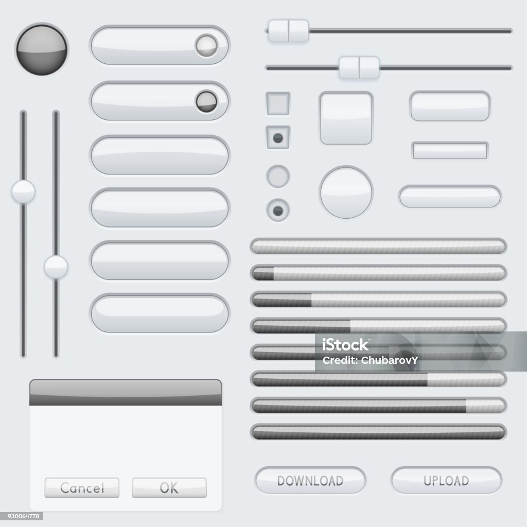 Gray Interface Buttons Stock Illustration - Download Image Now ...