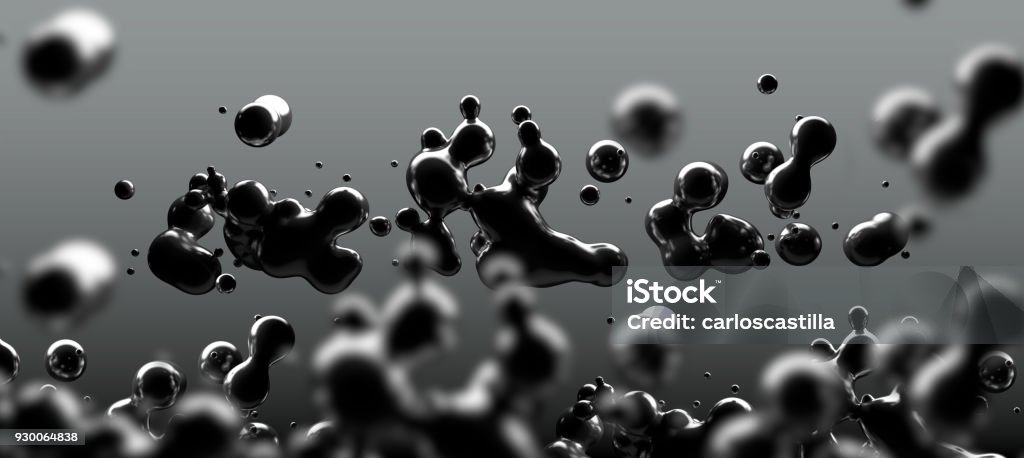 Sfondo gocce liquide nere astratte.3d illustrazione - Foto stock royalty-free di Liquido