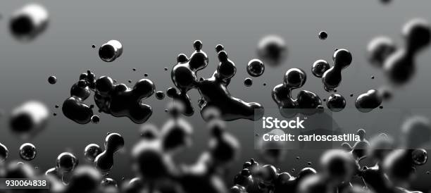 Sfondo Gocce Liquide Nere Astratte3d Illustrazione - Fotografie stock e altre immagini di Liquido
