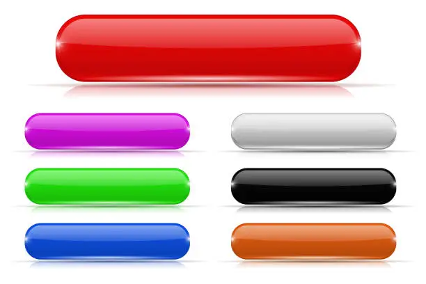 Vector illustration of Glass buttons. Colored collection