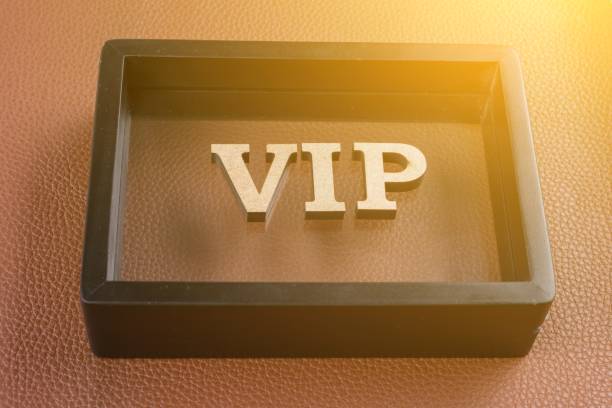 istock VIP is written in abstract letters in a black frame. Brown leather textured background 930071930