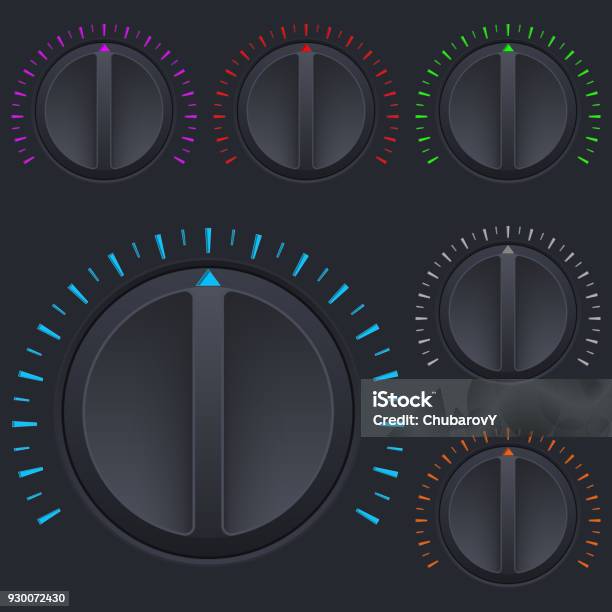 Black Round Buttons Car Dashboard Knobs Stock Illustration - Download ...