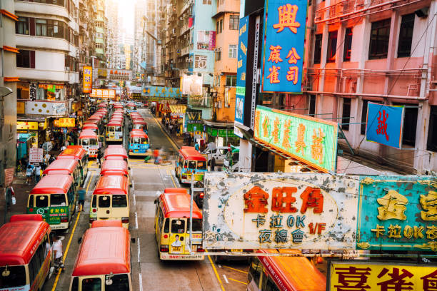 istock Hong Kong Street Scene with buses 930075092
