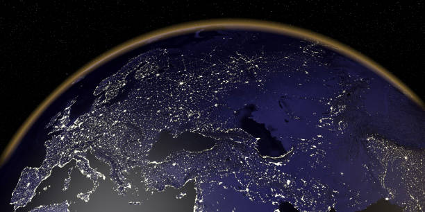 istock Europe View From Earth At Night With City Lights 930079044