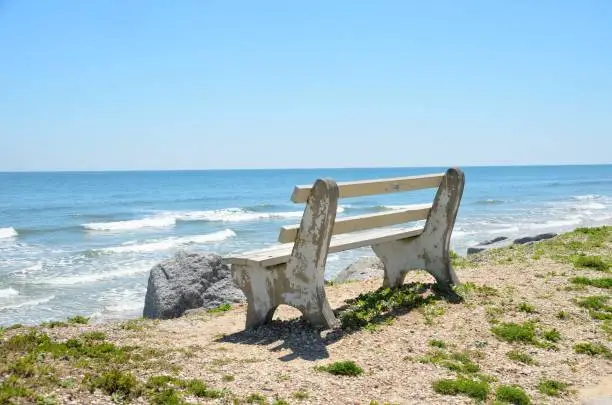 Bench chair over looking the ocean beach at Florida, USA
