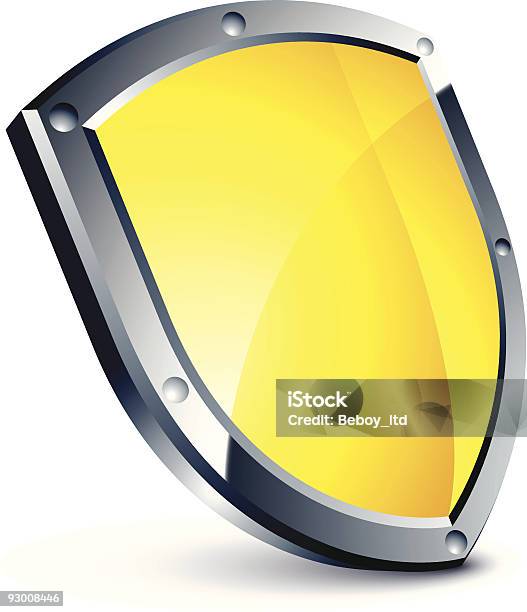 Żółta Shield - Stockowe grafiki wektorowe i więcej obrazów Bez ludzi - Bez ludzi, Bezpieczeństwo, Błyszczący