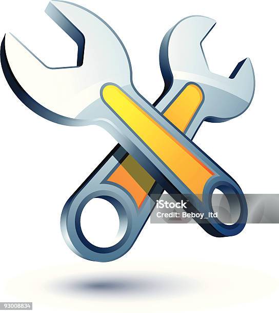 Icon Of Two Crosscrossed Wrenches On A White Background Stock Illustration - Download Image Now