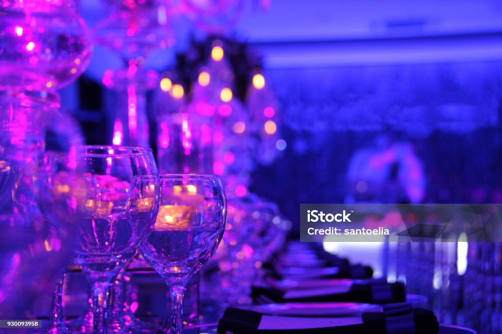 Wedding hall or other function facility set for fine dining Gala Stock Photo