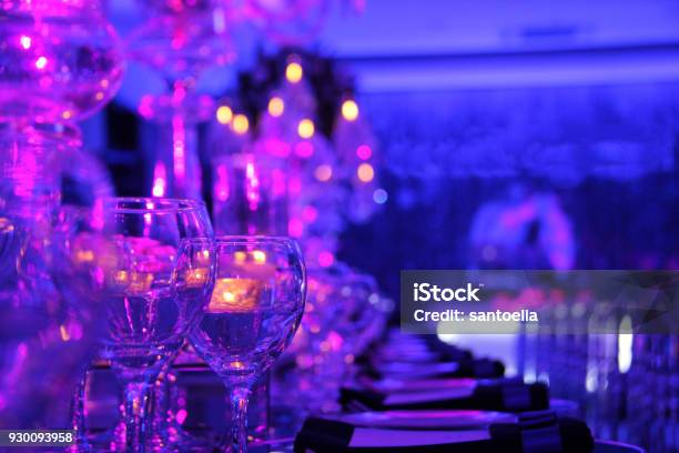 Wedding Hall Or Other Function Facility Set For Fine Dining Stock Photo - Download Image Now