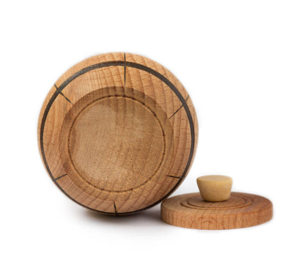istock Wooden barrel isolated on white.Back side 930094388