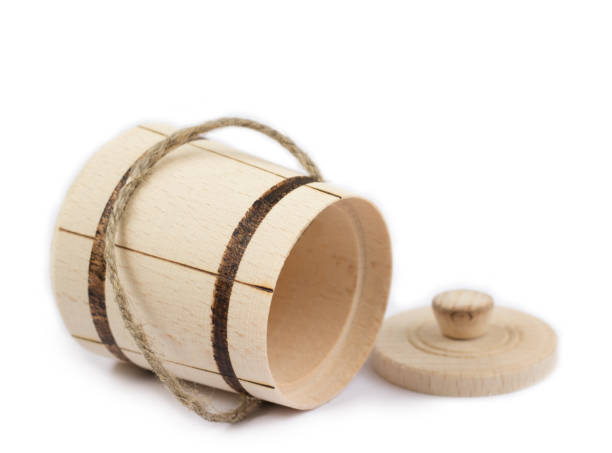 istock Wooden barrel  with lidisolated on white 930094430